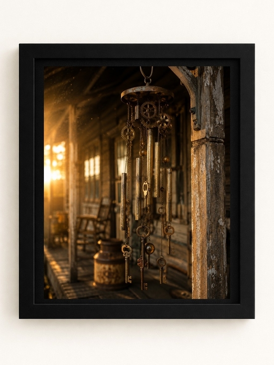 Other - 8x10 Framed Rustic Wind Chime A.I. Art Print